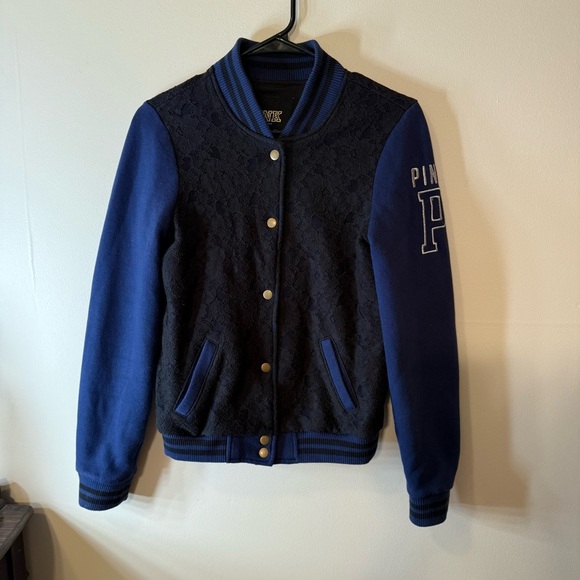PINK Victoria's Secret Blue and Black Jacket - Picture 1 of 6